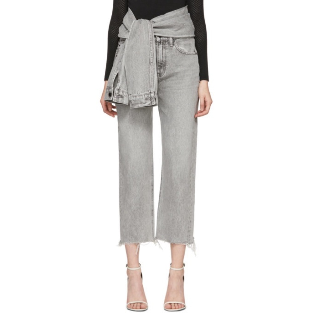 Alexander Wang Stack Tie-Front Wide-Leg Cropped Jeans